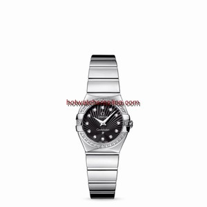 Omega Constellation 24mm Quartz Polished Diamond Bezel / Black Supernova (123.15.24.60.51.002)