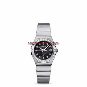 Omega Constellation 27mm Co-Axial Brushed Diamond Bezel / Black Supernova (123.15.27.20.51.001)