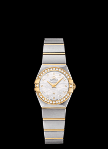 Omega Constellation 24mm Quartz Two Tone / Diamond Bezel / Wavy MOP (123.25.24.60.55.011)