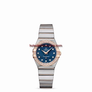 Omega Constellation 27mm Quartz Brushed Two Tone / Diamond Bezel / Blue Supernova (123.25.27.60.53.001)