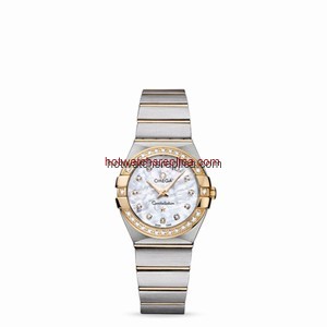 Omega Constellation 27mm Quartz Brushed Two Tone / Diamond Bezel / MOP (123.25.27.60.55.003)