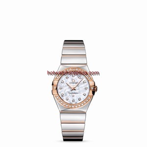 Omega Constellation 27mm Quartz Polished Two Tone / Diamond Bezel / MOP (123.25.27.60.55.005)