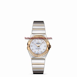 Omega Constellation 27mm Quartz Polished Two Tone / Diamond Bezel / MOP Supernova (123.25.27.60.55.008)