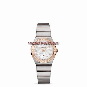 Omega Constellation 27mm Quartz Brushed Two Tone / Diamond Bezel / Silver Omega (123.25.27.60.55.009)