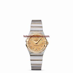 Omega Constellation 27mm Quartz Brushed Two Tone / Diamond Bezel / Champagne Supernova (123.25.27.60.58.001)