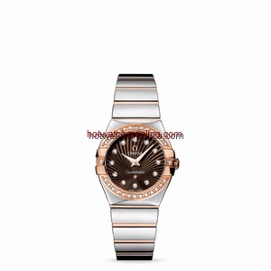 Omega Constellation 27mm Quartz Polished Two Tone / Diamond Bezel / Brown Supernova (123.25.27.60.63.002)