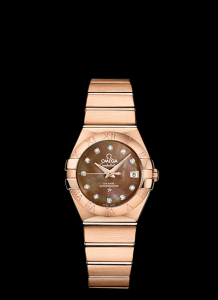 Omega Constellation 27mm Co-Axial Brushed Red Gold / Brown MOP. (123.50.27.20.57.001)