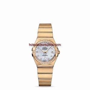 Omega Constellation 27mm Co-Axial Brushed Yellow Gold / Diamond Bezel / MOP Supernova (123.55.27.20.55.002)