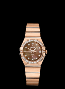 Omega Constellation 27mm Co-Axial Brushed Red Gold / Diamond Bezel / Brown MOP (123.55.27.20.57.001)