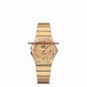 Omega Constellation 27mm Co-Axial Brushed Yellow Gold / Diamond Bezel / Champagne Supernova (123.55.27.20.58.001)