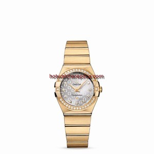 Omega Constellation 27mm Quartz Brushed Yellow Gold / Diamond Bezel / Silver Omega (123.55.27.60.52.002)