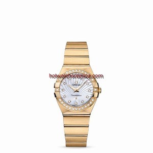 Omega Constellation 27mm Quartz Brushed Yellow Gold / Diamond Bezel / MOP Supernova (123.55.27.60.55.003)