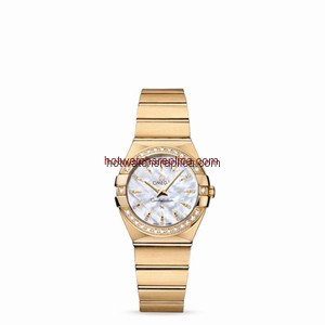 Omega Constellation 27mm Quartz Brushed Yellow Gold / Diamond Bezel / MOP (123.55.27.60.55.004)