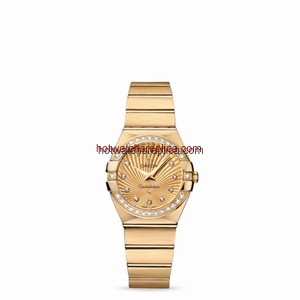 Omega Constellation 27mm Quartz Brushed Yellow Gold / Diamond Bezel / Champagne Supernova (123.55.27.60.58.001)
