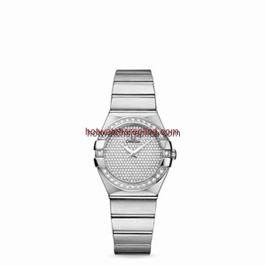 Omega Constellation 27mm Quartz Brushed White Gold / Diamond Bezel / Diamond Dial (123.55.27.60.99.001)