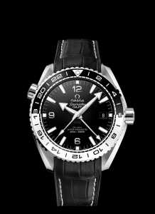 Omega Seamaster Planet Ocean 600M Co-Axial 43.5 Master Chronometer GMT Black White / Alligator (215.30.44.22.01.001)