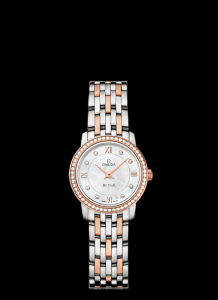 Omega Deville Prestige Quartz Ladies 24.5mm Two Tone Red / Diamond (424.25.24.60.55.002)