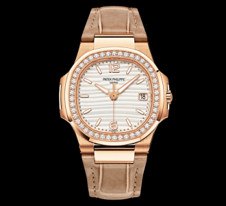 Patek Philippe Nautilus 7010 Rose Gold Silvery White Strap (7010R-011)