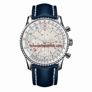 Breitling Navitimer World Silver / Blue Calf (A2432212.G571.101X)