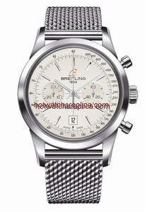 Breitling Transocean Chronograph 38 Silver / Milanese (A4131012.G757.171A)