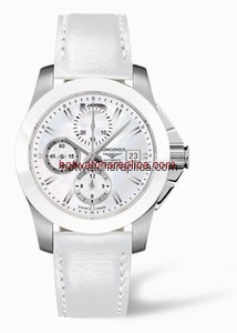 Longines Conquest Chronograph White Ceramic Leather (L3.661.4.86.0)