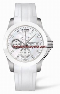 Longines Conquest Chronograph White Ceramic Rubber (L3.661.4.86.2)