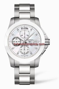 Longines Conquest Chronograph White Ceramic Bracelet (L3.661.4.86.6)