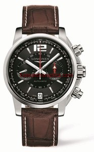 Longines Admiral Chronograph Black Brown Strap (L3.666.4.56.3)