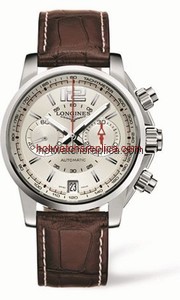 Longines Admiral Chronograph Silver Brown Strap (L3.666.4.76.3)