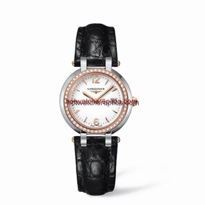 Longines PrimaLuna Quartz 30 Two Tone Pink Diamond Leather Arabic (L8.112.5.19.2)