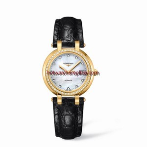 Longines PrimaLuna Automatic 30 Yellow Gold Diamond Leather MOP (L8.113.7.87.2)