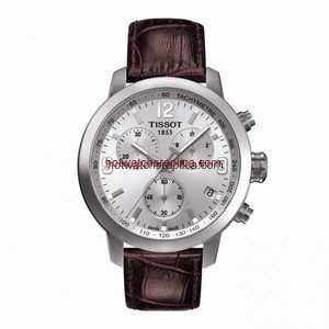Tissot PRC 200 Quartz Chronograph Silver Brown Leather (T0554171603700)