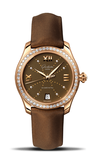 Glashutte Original Lady Serenade Gold Brown Index Line Diamond Bezel (1-39-22-13-11-44)
