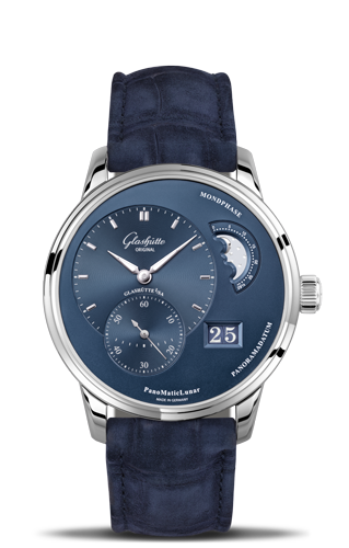 Glashutte Original PanoMatic Lunar Stainless Steel Blue Nubuck (1-90-02-46-32-30) Glashutte Original PanoMatic Lunar Stainless Steel Blue Nubuck (1-90-02-46-32-30)