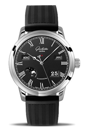 Glashutte Original Senator Perpetual Calendar Stainless Steel Black Rubber (100-02-25-12-04)