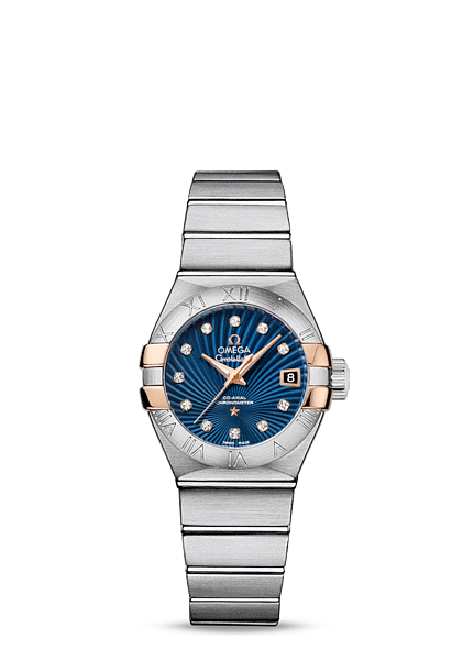 Omega Constellation 27mm Co-Axial Brushed Gold Claws / Blue Supernova (123.20.27.20.53.002) Omega Constellation 27mm Co-Axial Brushed Gold Claws / Blue Supernova (123.20.27.20.53.002)