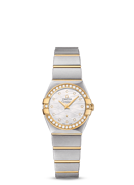 Omega Constellation 24mm Quartz Two Tone / Diamond Bezel / Wavy MOP (123.25.24.60.55.011)