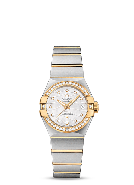 Omega Constellation 27mm Co-Axial Brushed Two Tone / Diamond Bezel / MOP (123.25.27.20.55.004) Omega Constellation 27mm Co-Axial Brushed Two Tone / Diamond Bezel / MOP (123.25.27.20.55.004)