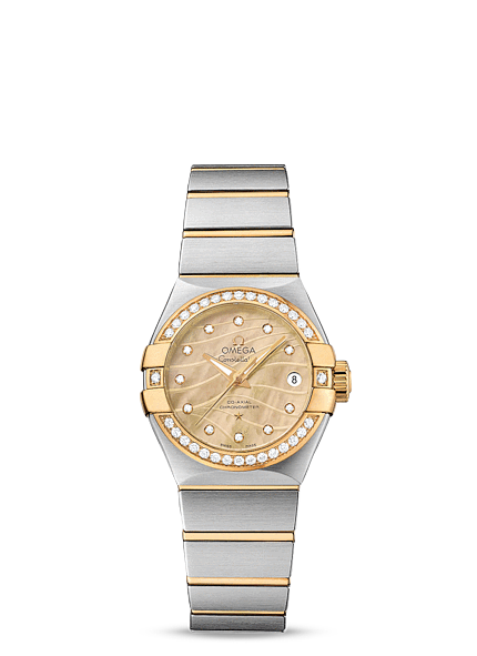 Omega Constellation 27mm Co-Axial Brushed Two Tone / Diamond Bezel / Champagne MOP (123.25.27.20.57.002) Omega Constellation 27mm Co-Axial Brushed Two Tone / Diamond Bezel / Champagne MOP (123.25.27.20.57.002)