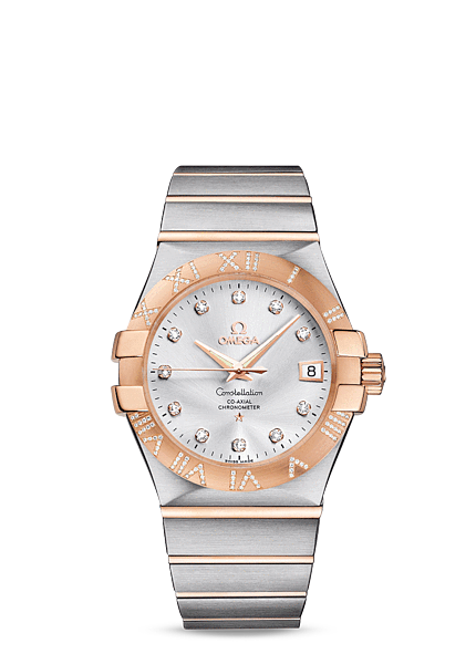 Omega Constellation 35mm Co-Axial Brushed Two Tone Red / Diamond (123.25.35.20.52.003)