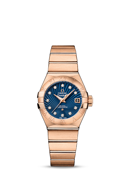 Omega Constellation 27mm Co-Axial Brushed Red Gold / Blue Supernova (123.50.27.20.53.001)