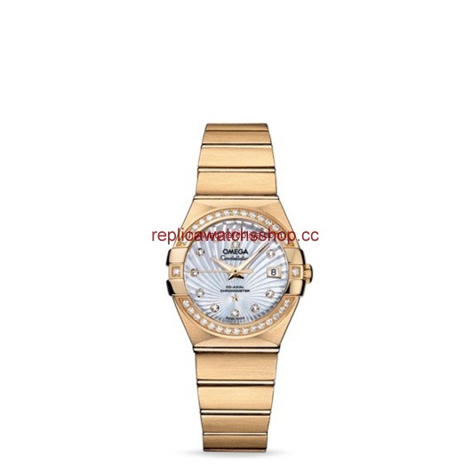 Omega Constellation 27mm Co-Axial Brushed Yellow Gold / Diamond Bezel / MOP Supernova (123.55.27.20.55.002) Omega Constellation 27mm Co-Axial Brushed Yellow Gold / Diamond Bezel / MOP Supernova (123.55.27.20.55.002)