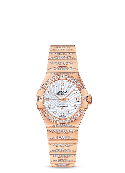 Omega Constellation 27mm Co-Axial Waxing Moon Snow Set Red Gold (123.55.27.20.55.003) Omega Constellation 27mm Co-Axial Waxing Moon Snow Set Red Gold (123.55.27.20.55.003)