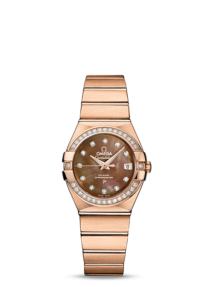 Omega Constellation 27mm Co-Axial Brushed Red Gold / Diamond Bezel / Brown MOP (123.55.27.20.57.001) Omega Constellation 27mm Co-Axial Brushed Red Gold / Diamond Bezel / Brown MOP (123.55.27.20.57.001)