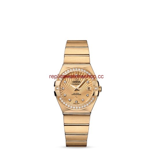 Omega Constellation 27mm Co-Axial Brushed Yellow Gold / Diamond Bezel / Champagne Supernova (123.55.27.20.58.001) Omega Constellation 27mm Co-Axial Brushed Yellow Gold / Diamond Bezel / Champagne Supernova (123.55.27.20.58.001)