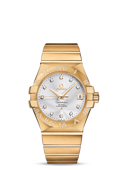 Omega Constellation 35mm Co-Axial Brushed Gold / Diamond (123.55.35.20.52.004)