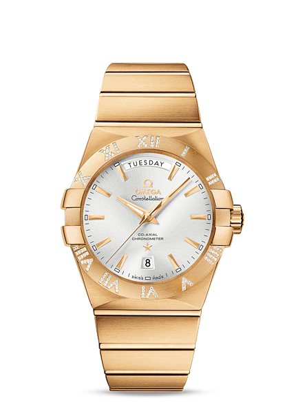 Omega Constellation Day-Date 38mm Co-Axial Brushed Yellow Gold / Diamond (123.55.38.22.02.002) Omega Constellation Day-Date 38mm Co-Axial Brushed Yellow Gold / Diamond (123.55.38.22.02.002)