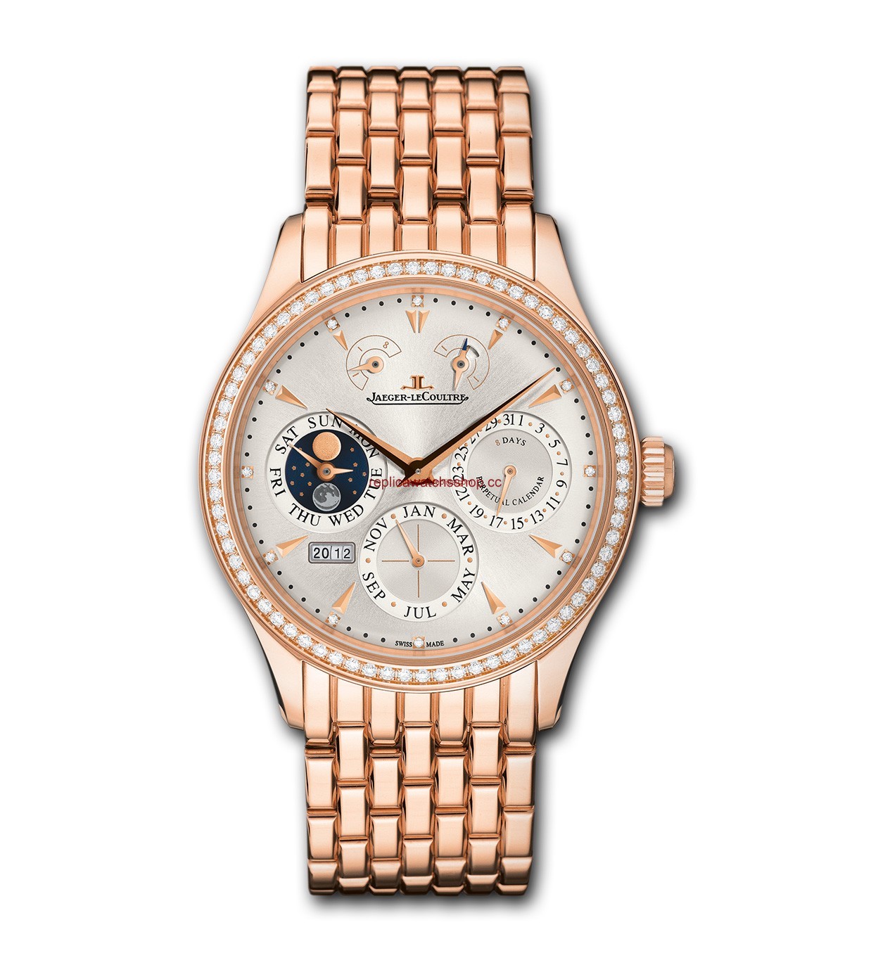 Jaeger-LeCoultre Master Eight Days Perpetual Pink Gold Diamond / Bracelet (1612103)