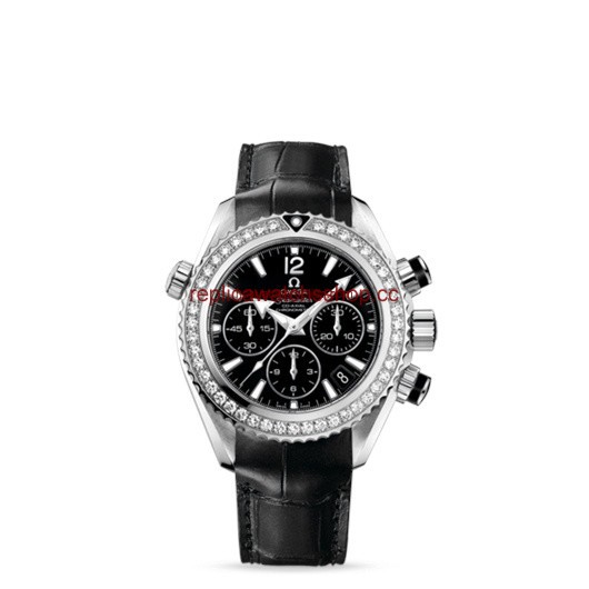 Omega Seamaster Planet Ocean 600M Co-Axial Chronograph 37.5mm Diamond Bezel / Alligator (222.18.38.50.01.001)