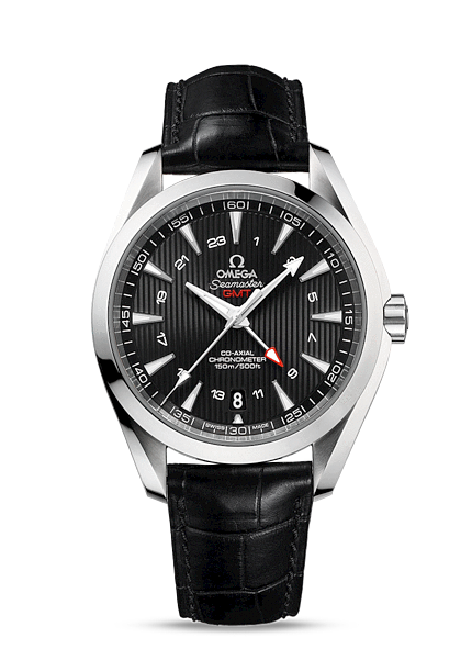 Omega Seamaster Aqua Terra 150M Co-Axial GMT calibre 8605 Black / Alligator (231.13.43.22.01.001) Omega Seamaster Aqua Terra 150M Co-Axial GMT calibre 8605 Black / Alligator (231.13.43.22.01.001)